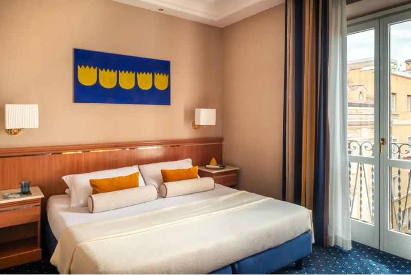Classic room with private balcony overlooking historic Roman buildings, steps from the Baths of Diocletian - Hotel Diocleziano, BZAR hotels in Rome